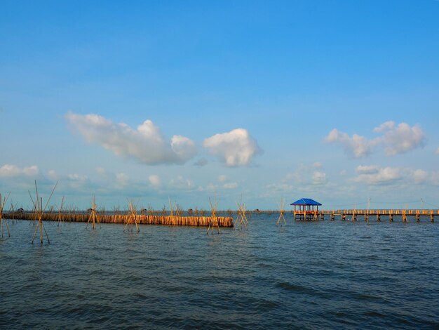 Scenic view of sea against blue sky