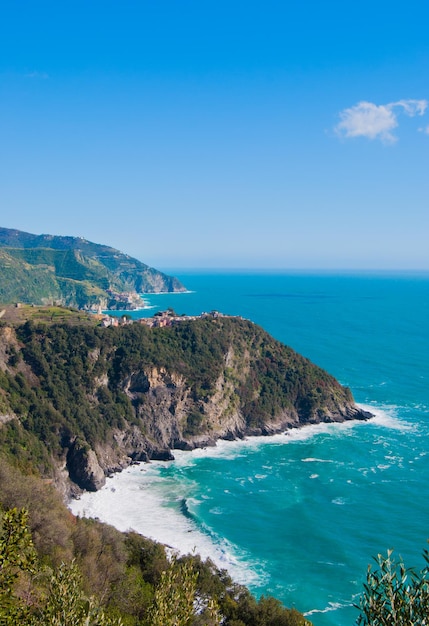 Scenic view of sea against blue sky