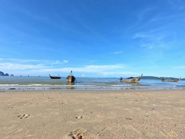 Scenic view of sea against blue sky