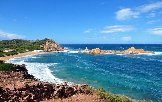 Scenic view of sea against blue sky