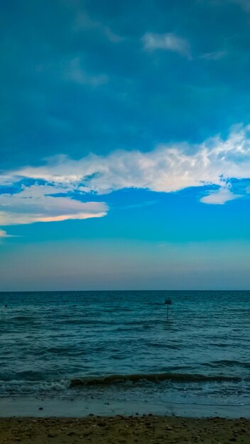 Scenic view of sea against blue sky