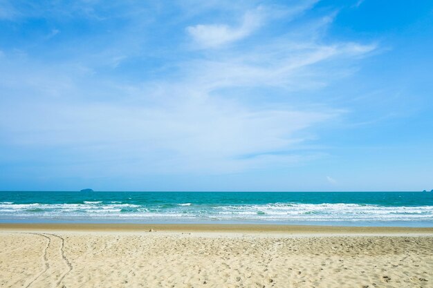 Scenic view of sea against blue sky