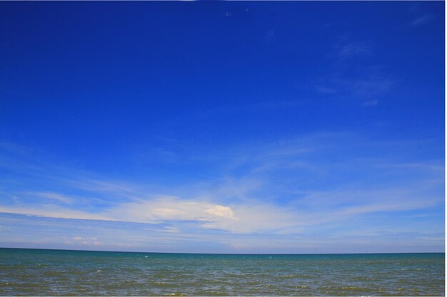 Scenic view of sea against blue sky