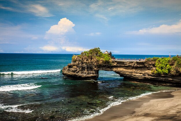 Scenic view of sea against blue sky