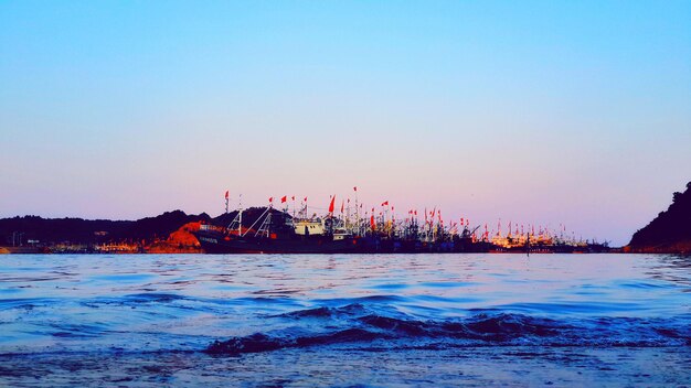 Scenic view of sea against blue sky