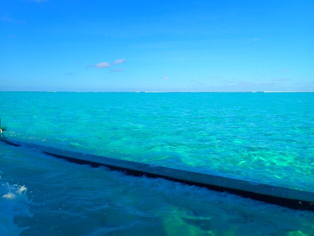 Scenic view of sea against blue sky