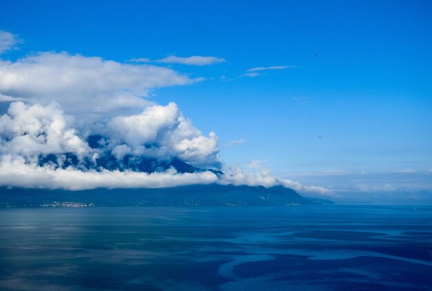 Scenic view of sea against blue sky