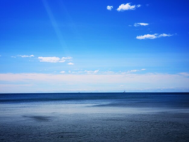 Scenic view of sea against blue sky