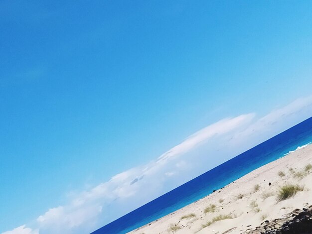 Scenic view of sea against blue sky