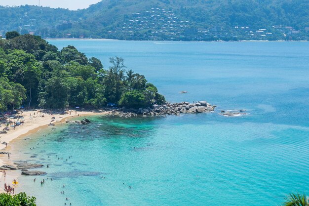 Scenic view of sea against blue sky