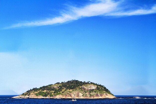 Scenic view of sea against blue sky