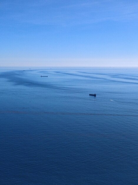 Scenic view of sea against blue sky