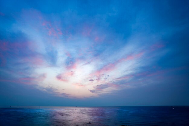 Scenic view of sea against blue sky