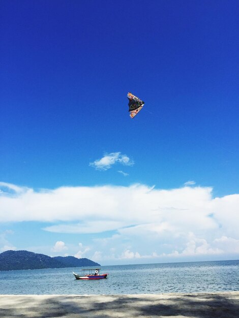 Scenic view of sea against blue sky