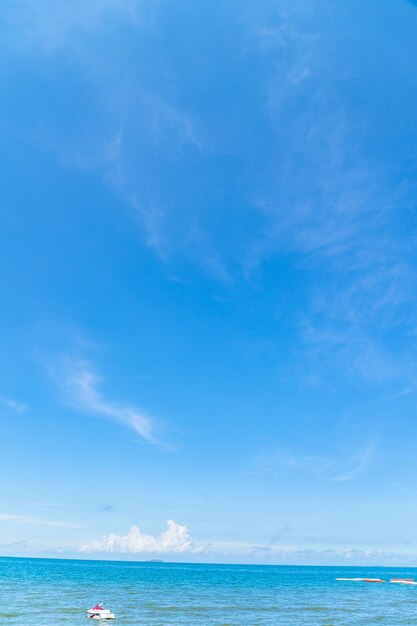 Scenic view of sea against blue sky