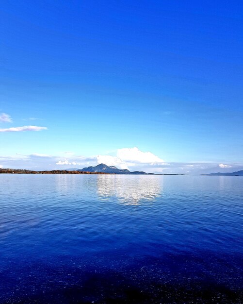 Scenic view of sea against blue sky