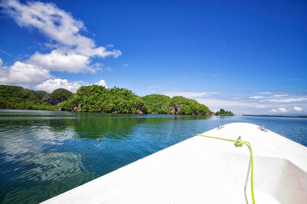 Scenic view of sea against blue sky