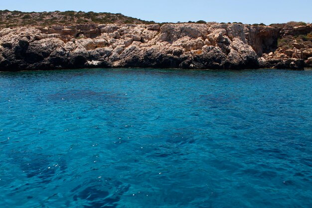 Scenic view of sea against blue sky