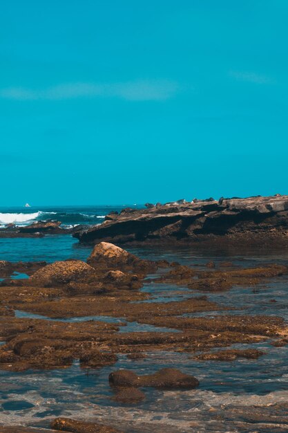 Scenic view of sea against blue sky