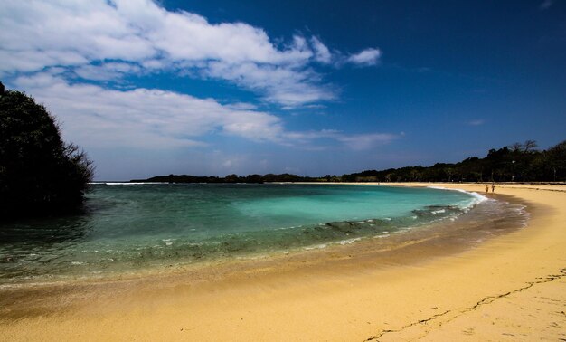 Scenic view of sea against blue sky