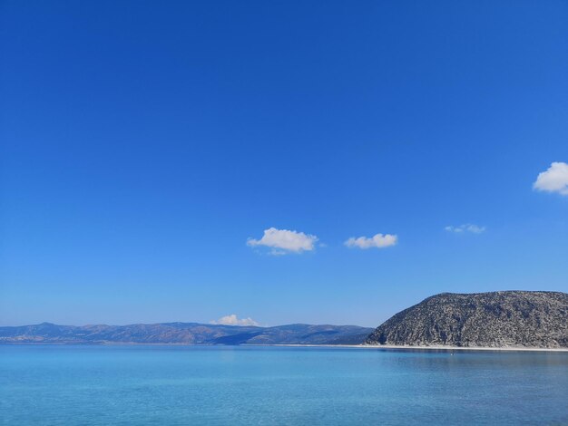 Scenic view of sea against blue sky