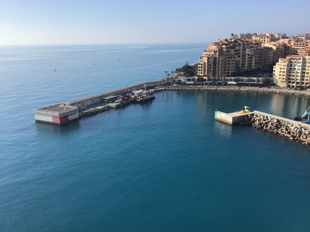 Scenic view of sea against blue sky