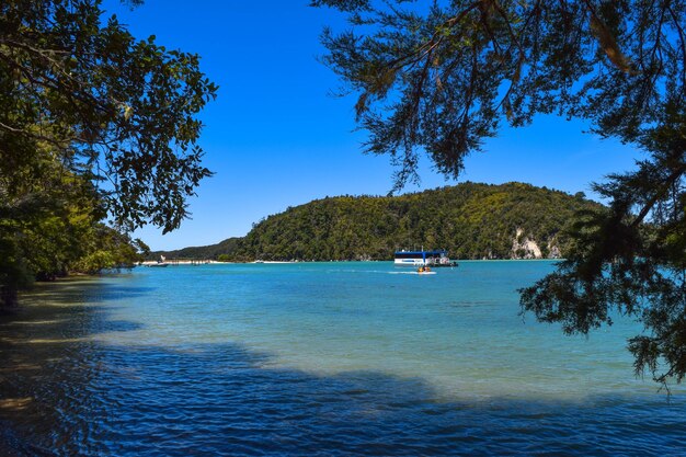 Scenic view of sea against blue sky