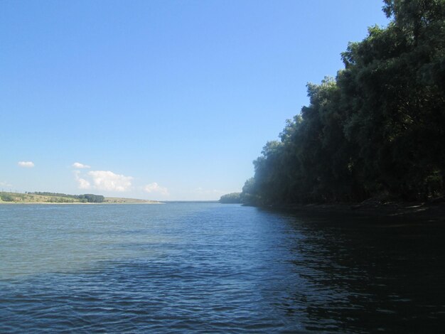 Scenic view of sea against blue sky