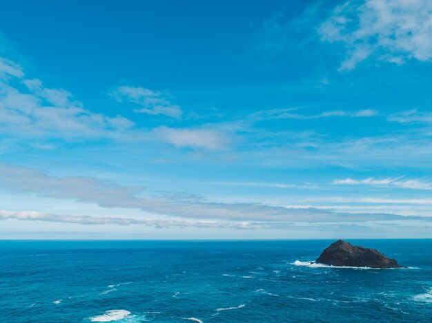 Scenic view of sea against blue sky