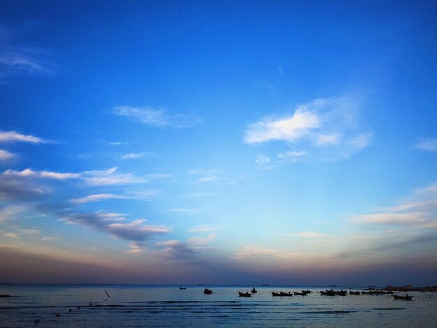 Scenic view of sea against blue sky