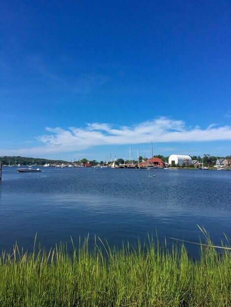 Scenic view of sea against blue sky