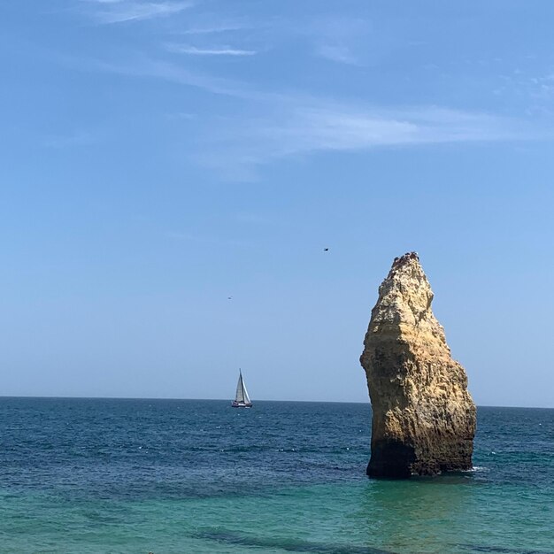 Scenic view of sea against blue sky