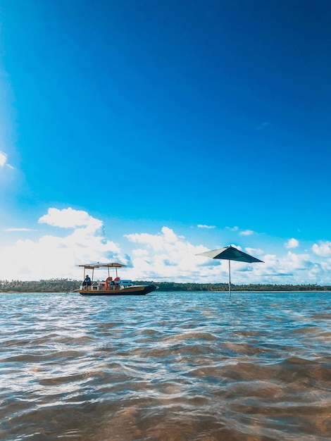 Scenic view of sea against blue sky