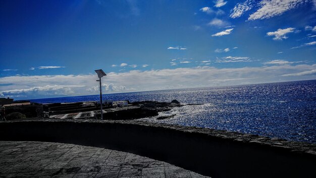 Scenic view of sea against blue sky