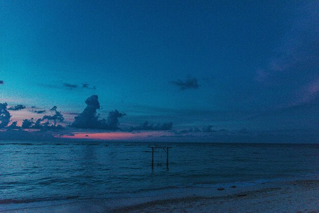 Scenic view of sea against blue sky