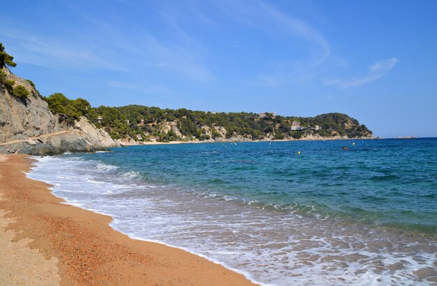 Scenic view of sea against blue sky