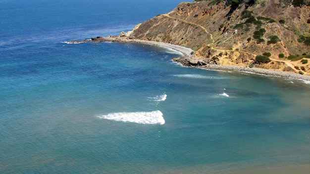 Scenic view of sea against blue sky