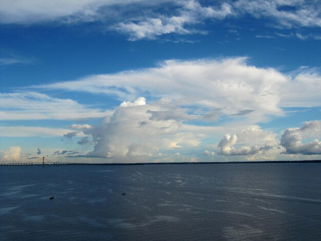 Scenic view of sea against blue sky