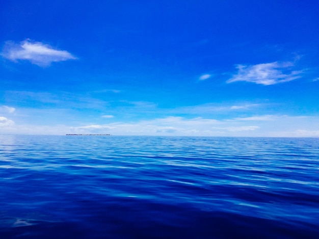 Scenic view of sea against blue sky