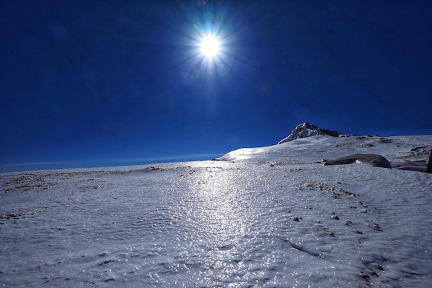 Scenic view of sea against clear sky during sunny day