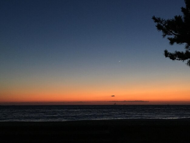 Scenic view of sea against clear sky during sunset