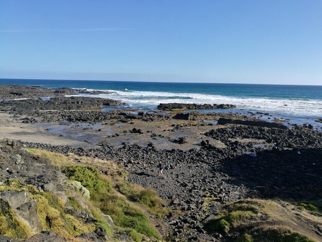 Scenic view of sea against clear sky