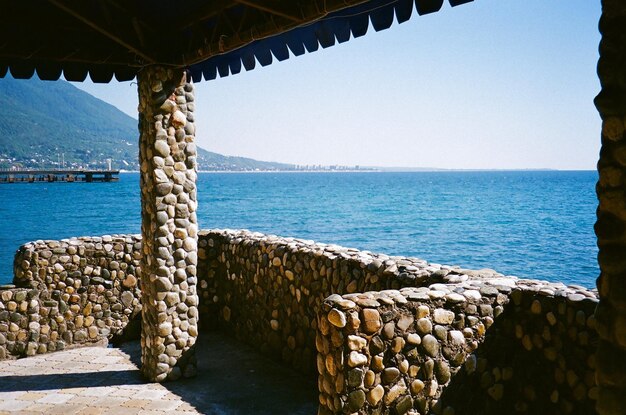 Scenic view of sea against clear sky