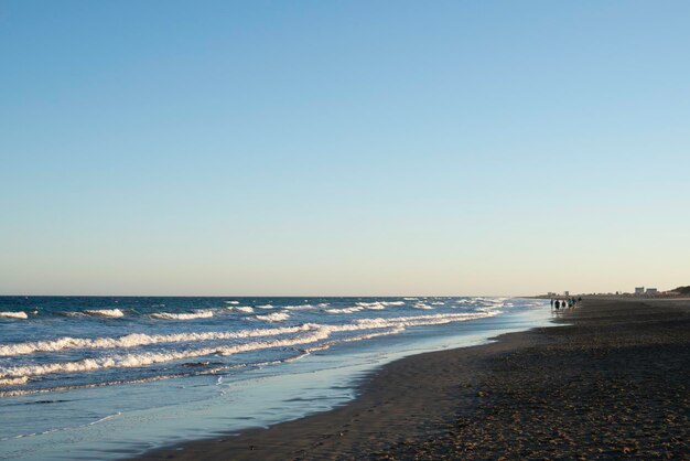 Scenic view of sea against clear sky