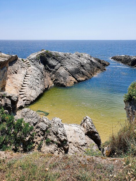 Scenic view of sea against clear sky