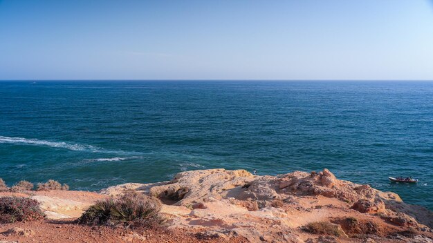 Scenic view of sea against clear sky