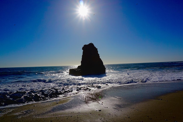 Scenic view of sea against clear sky