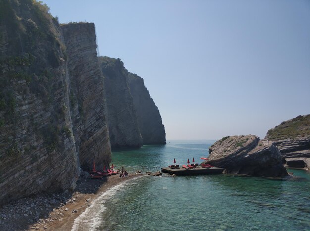 Scenic view of sea against clear sky