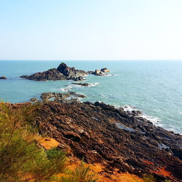 Scenic view of sea against clear sky