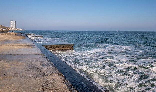 Scenic view of sea against clear sky